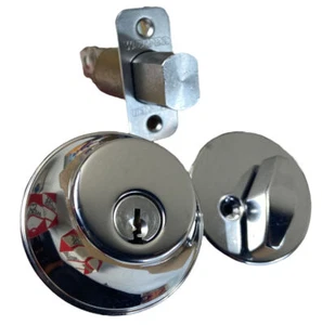 Weiser Single Cylinder Deadbolt Polished Chrome D9470L Vintage Made in USA - Picture 1 of 9