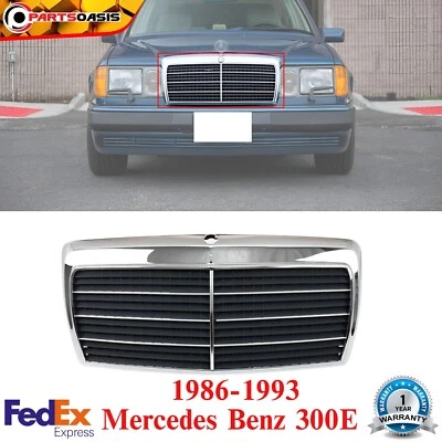 Rejilla para 86-93 Mercedes Benz 300E 90-93 300D carcasa cromada con inserto gris Foto 1 de 4