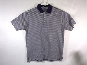Men's Peter Millar Large Purple White Striped Polo Shirt Cotton - Picture 1 of 7