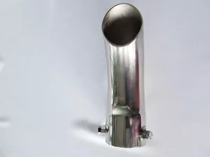 BOLT - ON Curved Curl Down Exhaust Tail Pipe Trim Stainless Steel Tip 45mm -76mm - Picture 1 of 5