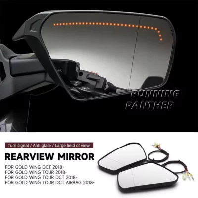 Side Mirror Extender Convex w/ Sequential Turn Signal For Honda Gold Wing GL1800 - Image 1 of 4