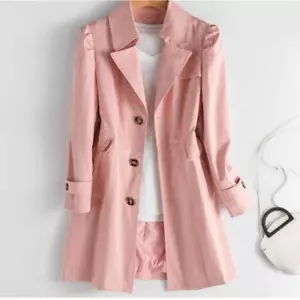 2024 New Spring Autumn Trench Coat with Lining Ladies Coats Elegant Slim Long - Picture 1 of 28