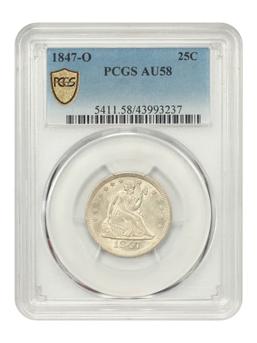 1847-O 25C PCGS AU58 Cover