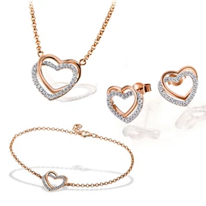 Goldmaid Kette, Armband oder Ohrstecker Herz 925 Sterlingsilber 30 Zirkonia - Bild 1 von 12