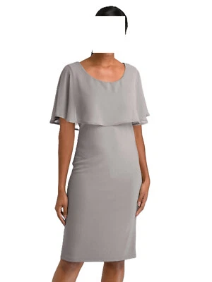 Alba Moda Kleid Taupe mit Chiffon-Überwurf Gr. 42 0720858496 (G) - Bild 1 von 4