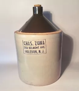 Early 1900s Antique Stoneware Whiskey Moonshine Jug, 14" Tall, Original Cork - Picture 1 of 6