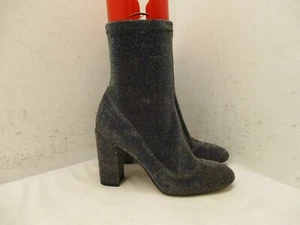 Sam Edelman Blue and Gold Metallic Sock Ankle Boot Block High Heel Womens Sz 9.5 - Picture 1 of 12