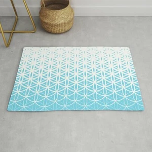 Sacred Geometry Area Rug light blue Rug spiritual Rug blue and white Floor Rug  - Picture 1 of 4