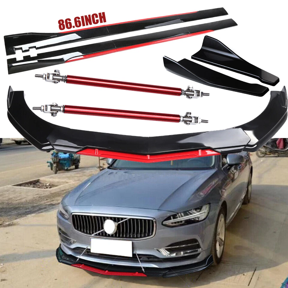Front Bumper Lip Splitter Spoiler 86.6Side Skirt For Volvo S40 S60 S80 2006-2018 - Imagem 1 de 4