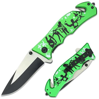 FORCE STILETTO SPRING OPEN ASSISTED TACTICAL FOLDING POCKET KNIFE GLASS BREAKER - Image 1 of 4