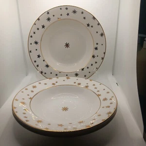 3 Sakura Galaxy Holiday Porcelain White, 14k Gold Rimmed Soup Bowls 8 5/8" - Picture 1 of 3