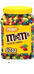 M&M Peanut Chocolate Multi Color Candy Jar 62oz 3.8 LBS New Sealed - Picture 1 of 1