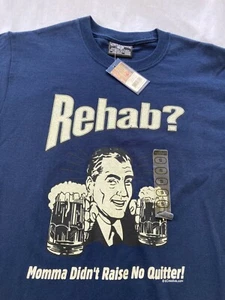¿REHABILITACIÓN? CAMISETA MAMA DID'T RISE NO QUITTER MANGA CORTA CERVEZA DK AZUL PEQUEÑA NUEVA - Imagen 1 de 3