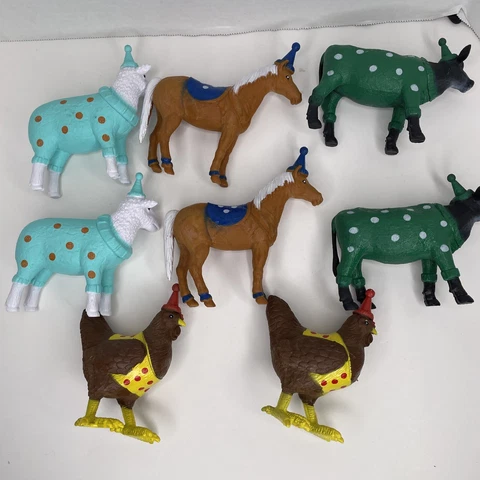 Lot of 8 Target Party Farm Animals Party Hats Sweater Cow Sheep Horse Chick C4-3 Cover