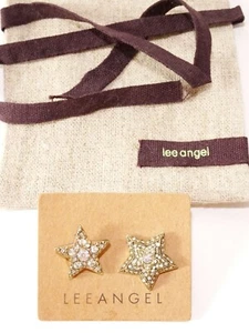 Lee Angel Women's Mix Match Brass Crystal Star Stud Earrings NWT 79 - Picture 1 of 3