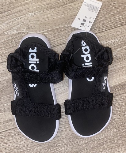 Scarpe sandali bambino Adidas Comfort Sandal K nero bianco cinturino FV8806 nuovi con etichetta