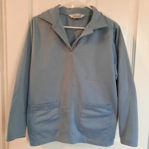 Haband Light Blue 1/4 Button Collared Sweatshirt Front Pockets Sz Large Petite - Picture 1 of 7