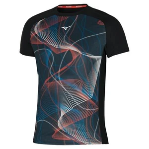 Mizuno Aero Mens T-Shirt - Black / Red / Blue - Picture 1 of 4