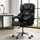 Oikiture Massgae Office Chair Computer Racer PU Leather Seat Recliner Black