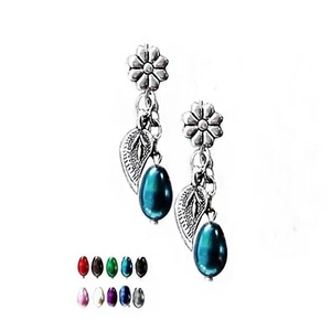Earrings pearl and leafy tassel drop, choose color and fittings - Picture 1 of 14
