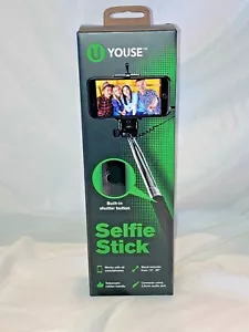 New - Youse Selfie Stick. 3.5mm jack, Shutter Button, Extends 12"-39". Universal - Picture 1 of 2