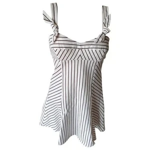 Intermix Striped fit and flare Sleeveless Mini Dress Cotton White Black Sz 4 - Picture 1 of 7