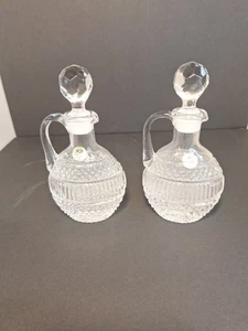 Set Of Royal Crystal Rock Cruets W/ Stoppers.  Made In Italy. Original Stickers. - Picture 1 of 9