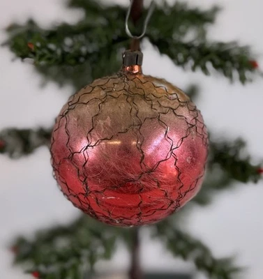 784/25  1x alter Weihnachtsschmuck Christbaumschmuck Kugel Leonischer Draht - Bild 1 von 4