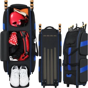Rolling Baseball Catchers Bag with Wheels, Large Capacity Catcher Bag with Mu... - Picture 1 of 7