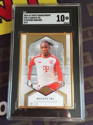 2023-24 Topps Transcendent Bayern Munchen Mathys Tel Gold Frame 8/15 SGC10 GM - Image 1 of 2