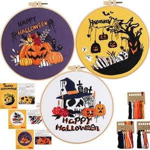 Halloween 3 Set Embroidery Kit DIY for Adult Beginner, Pre-Stamped Patterns P... - Picture 1 of 6