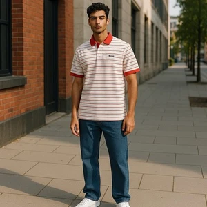 Vintage Hartwell USA Tucson Classics Polo Shirt Size L – Red & White Striped 80s - Picture 1 of 9
