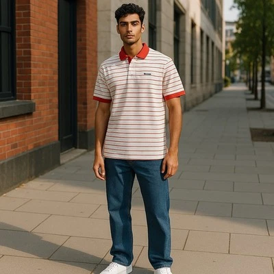 Vintage Hartwell USA Tucson Classics Polo Shirt Size L – Red & White Striped 80s - Image 1 of 4