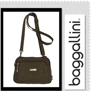 Baggallini Everyplace Crossbody Brown/Blue Nylon Travel Bag Organizer Purse - Picture 1 of 24