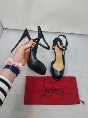 Christian Louboutin EU 40 US 10 NEW Black Jenlove Alta Peep Toe Sandal Heel Shoe - Image 1 of 4