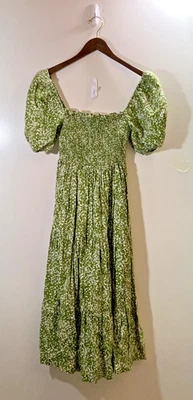 Vestido para mujer Abercrombie & Fitch mezcla de lino MIDI talla S verde floral Fairycore Foto 1 de 4