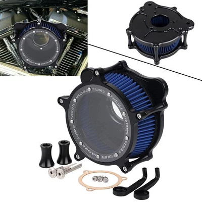 Air Cleaner Blue Intake Filter Kit For Harley Electra Glide Ultra Limited FLHTK Foto 1 de 4
