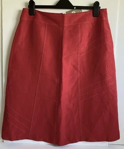 GEORGE LINEN BLEND SKIRT SIZE 16 UK RED WITH A WHITE STITCH DETAIL *NEW WITH TAG - Picture 1 of 11