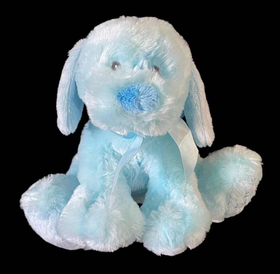 Bebé Ganz Peluche MI PRIMER CACHORRO Perro Azul Satén Cinta Arco Peluche Juguete Foto 1 de 4
