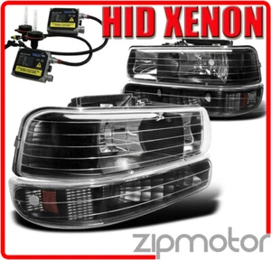 99-02 SILVERADO/00-06 TAHOE/SUBURBAN CRISTAL FAROS+PARACHOQUES+6000K NEGRO OCULTO - Imagen 1 de 3