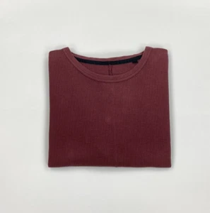 Men's Wine Rag & Bone T-Shirt Small Waffle Knit Long Sleeved Crewneck Cotton A* - Picture 1 of 9