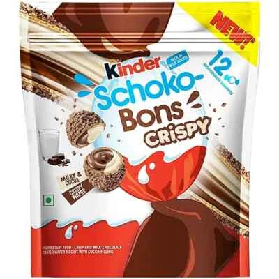 3X kinder schoko bons crispy with milk and cocoa crispy wafer bons 67.2 gm - Image 1 of 3