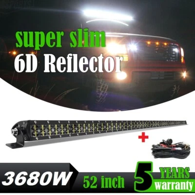 Barra de luz LED 6D doble fila 52" pulgadas 3680W punto de inundación techo conducción camiones SUV 4x4 Foto 1 de 4