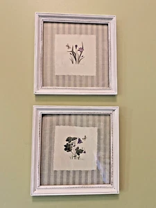 Set of 2 Floral Print Framed Wall Art Decor Gallery Botanical Shabby - Picture 1 of 7