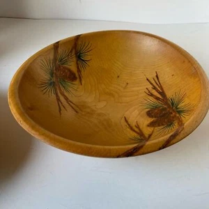 Vintage Servierschale aus Holz mit Tannenzapfen geschnitzt - Bild 1 von 6