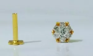 Diamant Nasenstecker 14k Solid Gold Original Nasen Ring Damen Weihnachtsgeschenk - Bild 1 von 12