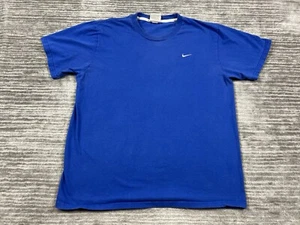 Vintage Nike Shirt Mens XL Blue Short Sleeve Swoosh Embroidered Cotton - Picture 1 of 11