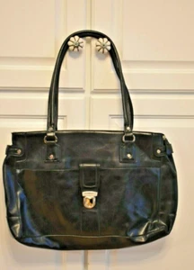Vintage Liz Claiborne Damen Business schwarz Kunstleder Laptop Aktentasche Beuteltasche Tasche - Bild 1 von 12