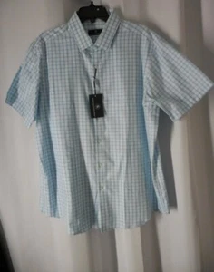 HART SCHAFFNER MARX Shirt size XL white light blue check short sleeve NWT - Picture 1 of 2