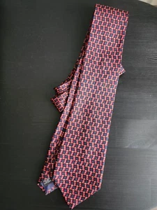 Teo Grimaldi Herren Krawatte 100% Seide gemustert rot und blau. Made in Italy. - Bild 1 von 2